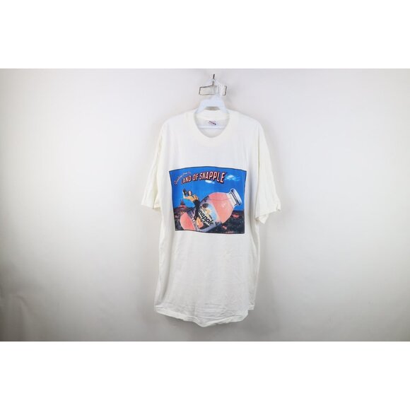 Vintage 90s Snapple Tea Mens XL Spell Out Pink Lemonade Short Sleeve T-Shirt - Picture 1 of 14